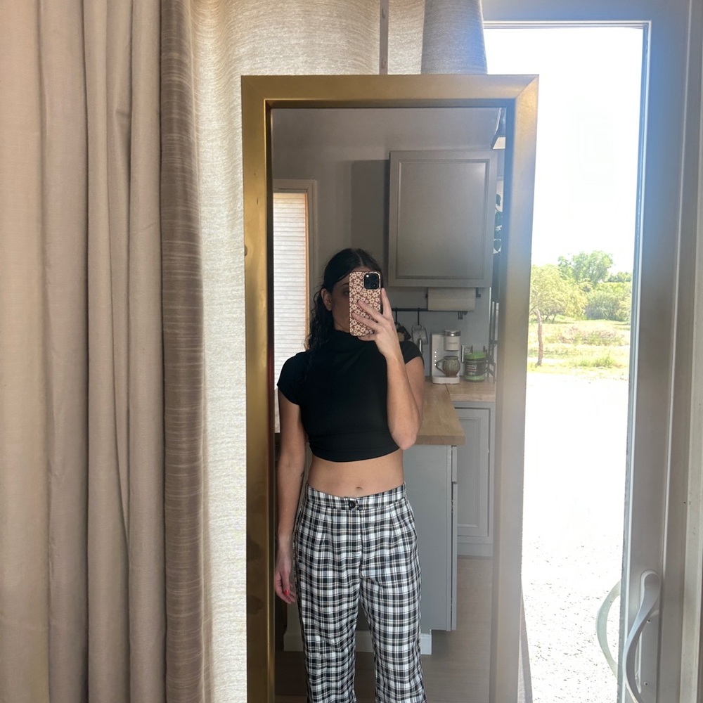 Black Crop Top and Plaid Pants